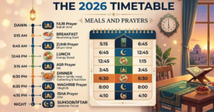 The 2026 Timetable: Meals and Prayers